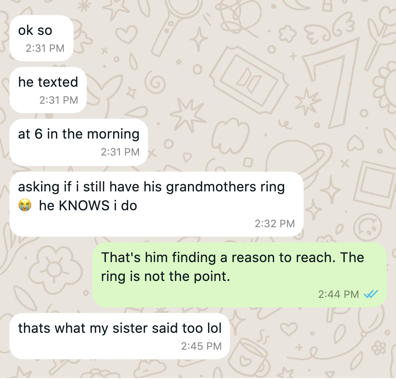 WhatsApp message from a client after the work